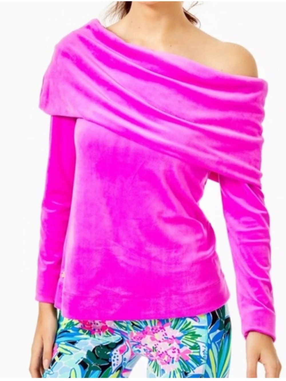 Lilly Pulitzer Belinda Velour Off the Shoulder Top in Elderberry
